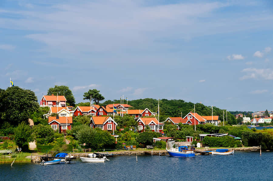 A Beautiful Sunset Over Karlskrona City, Sweden Wallpaper