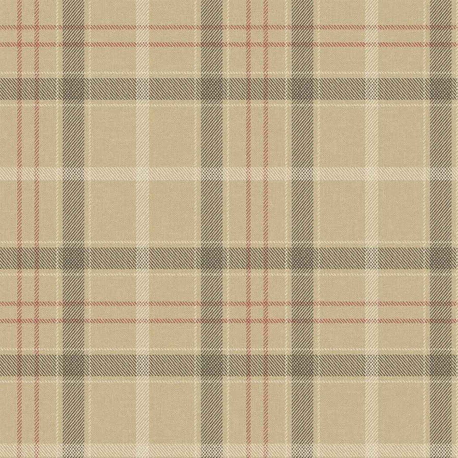 A Beige And Red Plaid Fabric Wallpaper