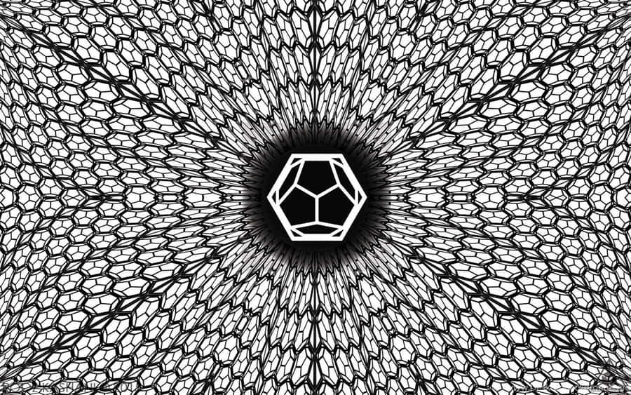 A Black And White Drawing Of A Geometric Pattern Wallpaper