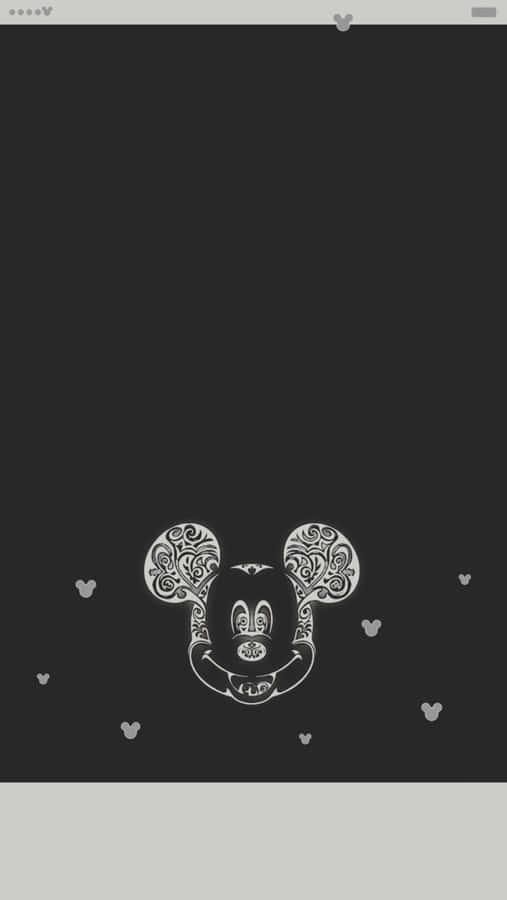 A Black And White Image Of A Mouse With Hearts Wallpaper