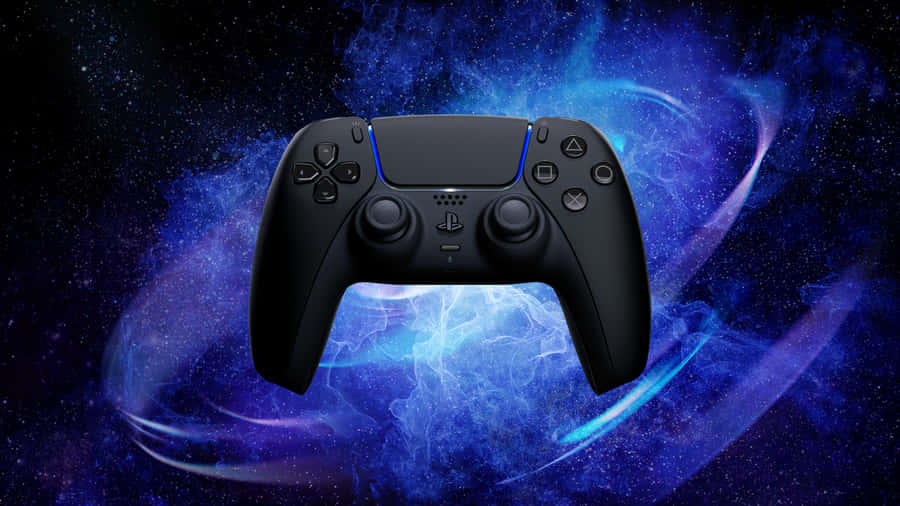 A Black Controller With A Blue Background Wallpaper
