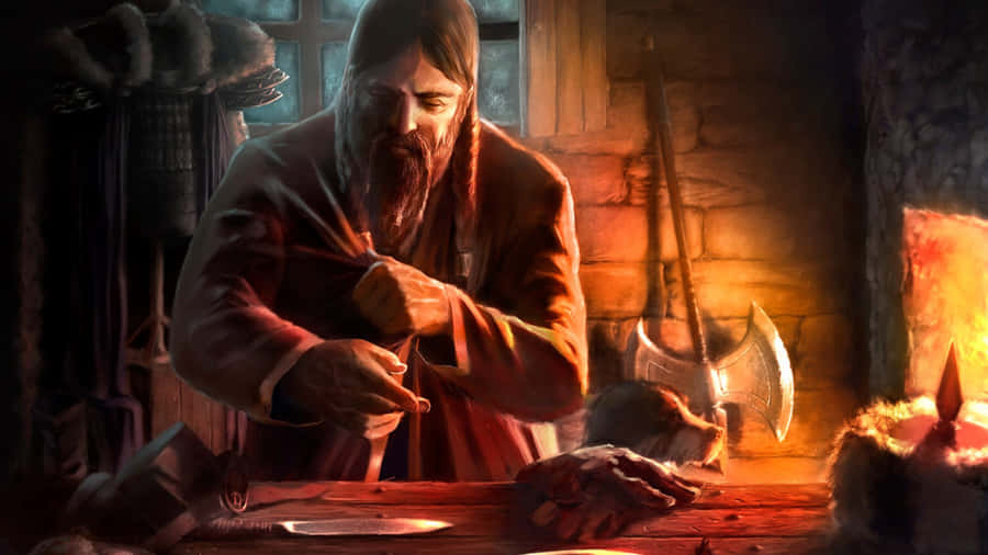 A Blacksmith Crafts Custom Wrought Iron With Expert Precision Wallpaper