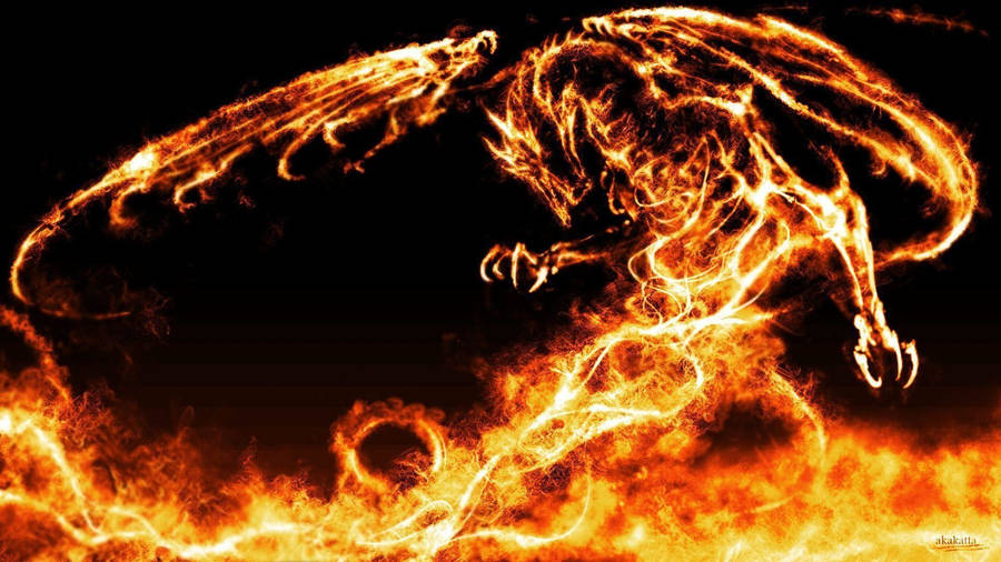 A Blazing Fire Dragon Wallpaper