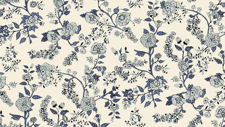 A Blue And White Floral Wallpaper Wallpaper