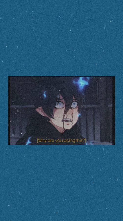 A Blue Background With An Image Of A Boy With Black Hair Wallpaper