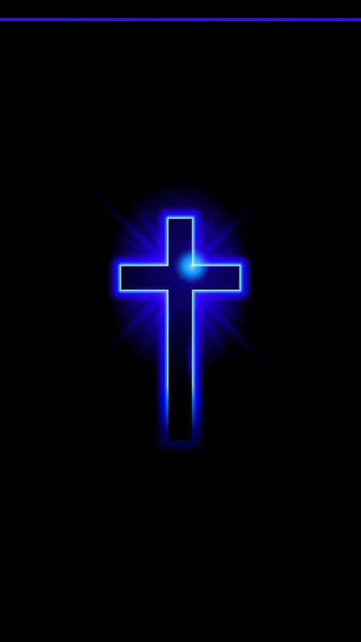 A Blue Cross On A Black Background Wallpaper