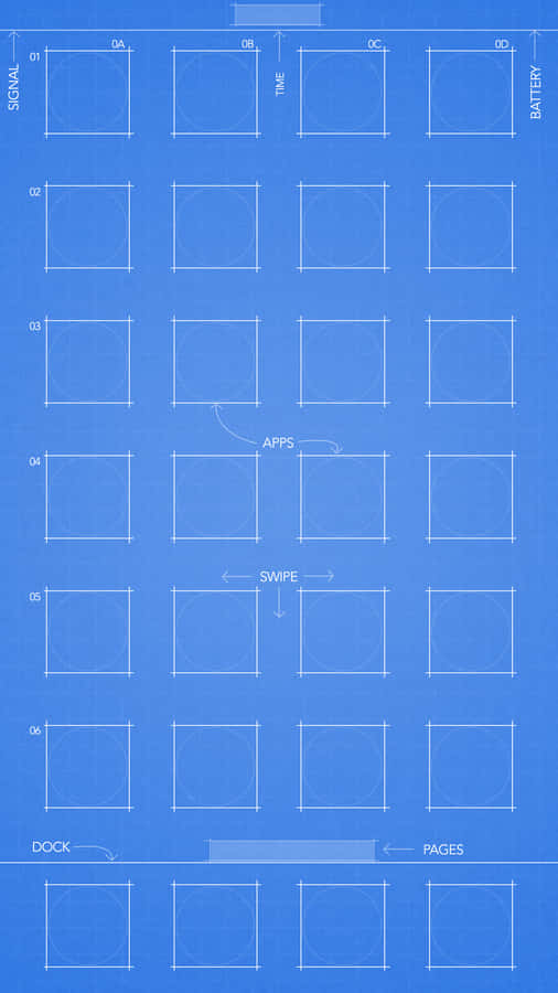 A Blueprint With A Lot Of Squares Wallpaper