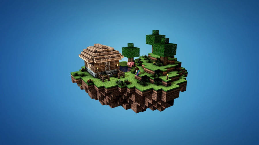 ‘a Breathtaking Floating Island House In Minecraft’ Wallpaper