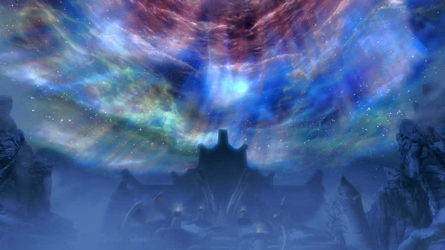 A Breathtaking View Of The Majestic Sovngarde Surrounded By Mystical Nordic Architecture. Wallpaper