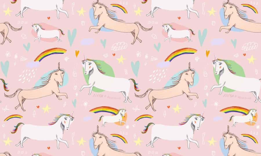 A Bright And Colorful Desktop Wallpaper Featuring A Magical Unicorn Wallpaper