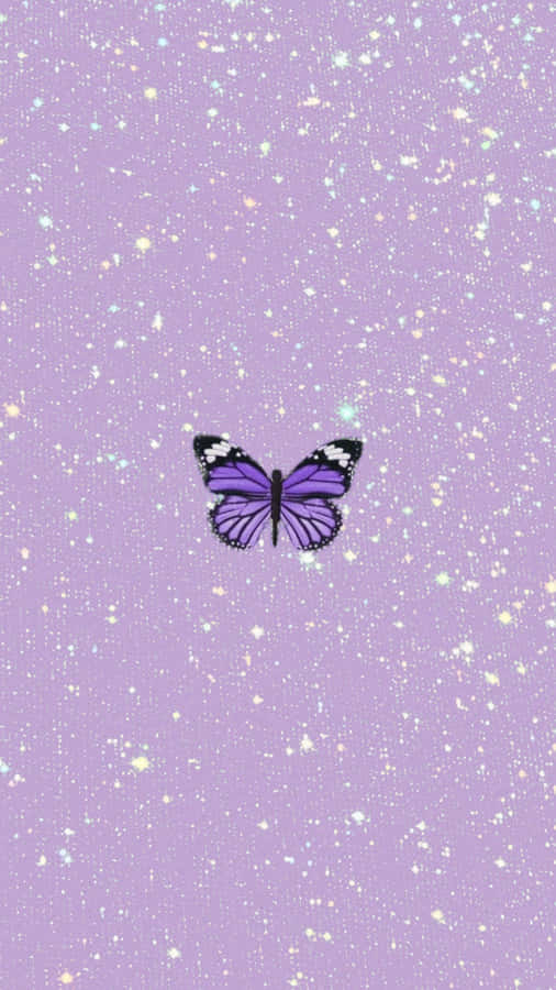 A Butterfly On A Purple Background With Stars Wallpaper
