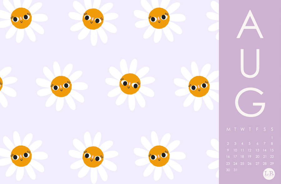 A Calendar With A Cute Daisy Pattern Wallpaper