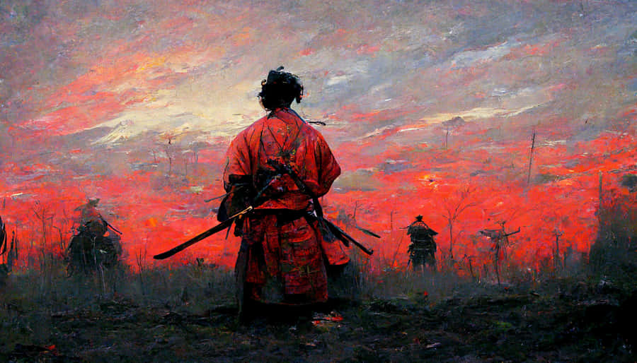 A Captivating Mid-journey Landscape During Golden Hour Wallpaper