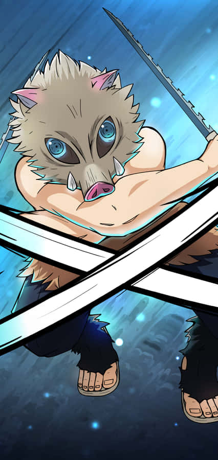 A Cartoon Character With Two Swords In His Hands Wallpaper