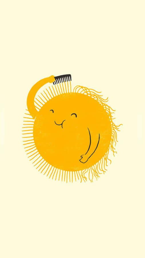 A Cartoon Sun With A Comb On It Wallpaper