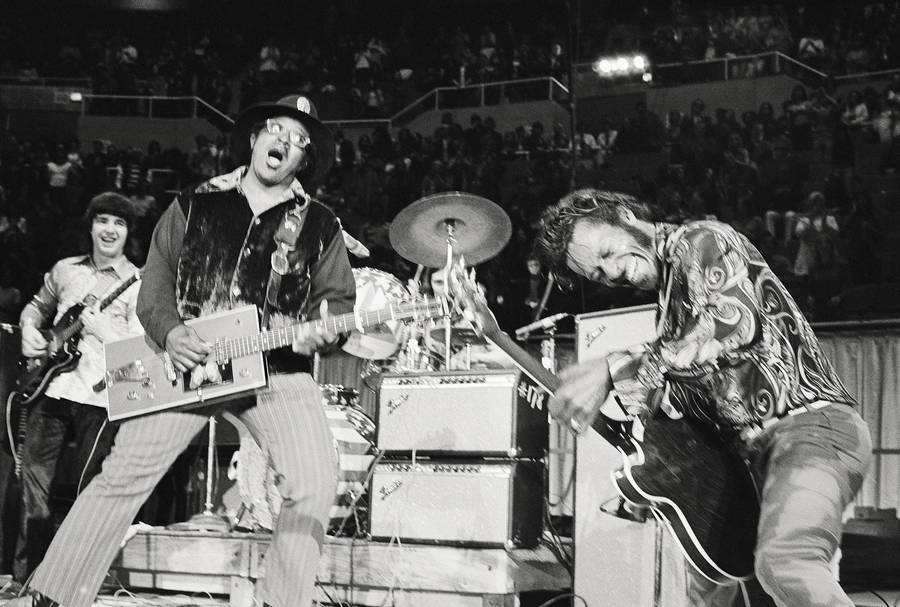 A Celebrated Moment Of Chuck Berry With Bo Diddley Wallpaper