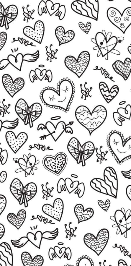 A Charming Heart Doodle Art On A Pinkish Background Wallpaper