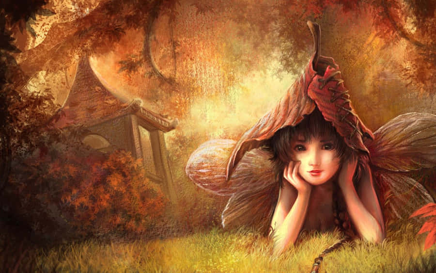 A Charming Little Fairy Spreading Magical Stardust In An Enchanted Forest Wallpaper