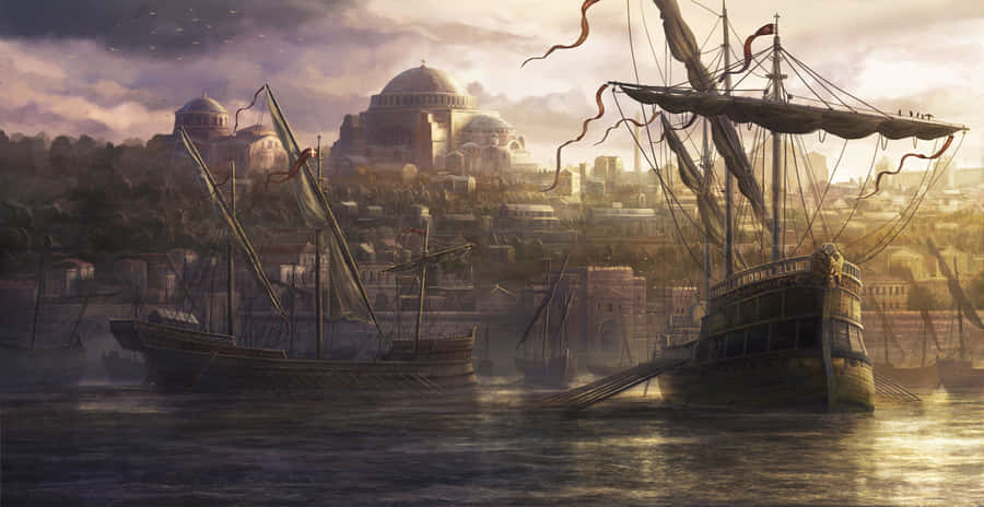 A City With A Lot Of Boats Wallpaper