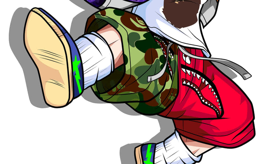 A Classic Streetwear Look With The Red Bape Camo Hoodie. Wallpaper