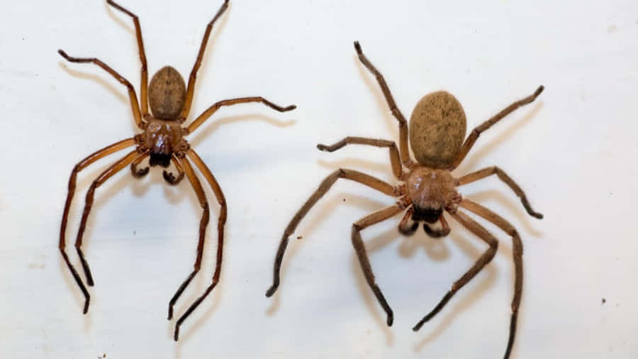 A Close-up View Of A Brown Recluse Spider On A Web Wallpaper