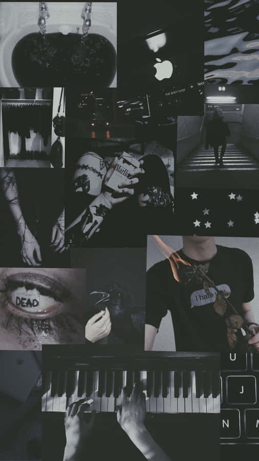 A Collage Of Photos Of A Person Playing A Piano Wallpaper