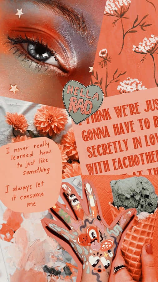 A Collage Of Pictures With Orange And Orange Colors Wallpaper