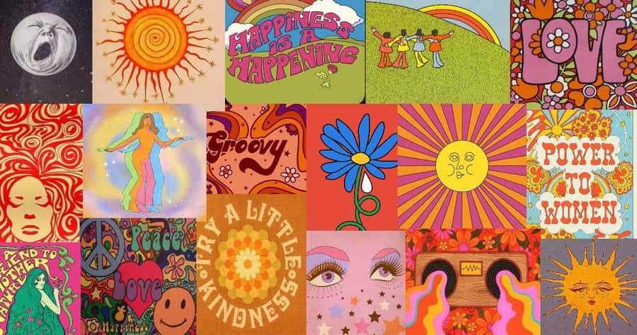 A Collage Of Various Psychedelic Images Wallpaper