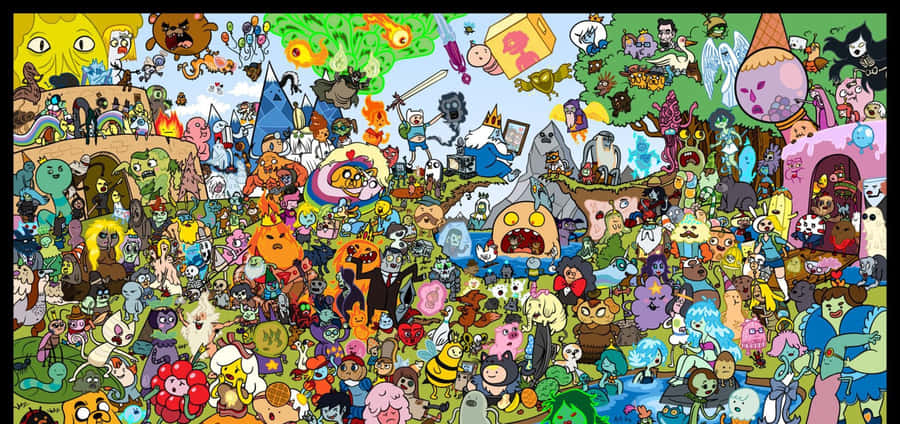 A Collection Of Classic And Modern Cartoon Characters Wallpaper
