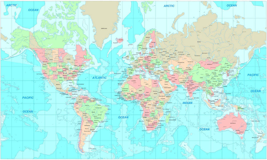 A Colored World Map With Grids Wallpaper
