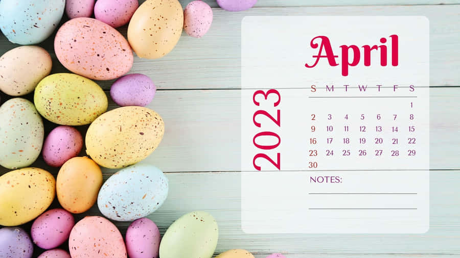 A Colorful Easter Egg Calendar With The Word April 2020 Wallpaper