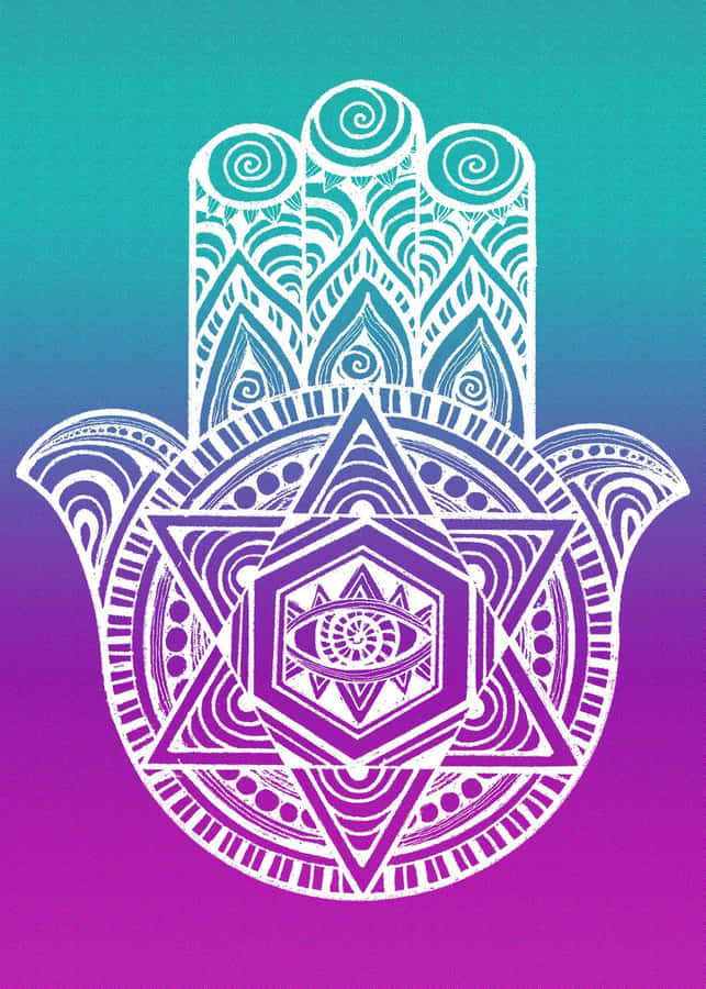 A Colorful Illustrated Hamsa Hand Wallpaper Wallpaper