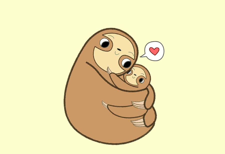 A Cute And Adorable Kawaii Sloth Hanging Out On A Branch Wallpaper