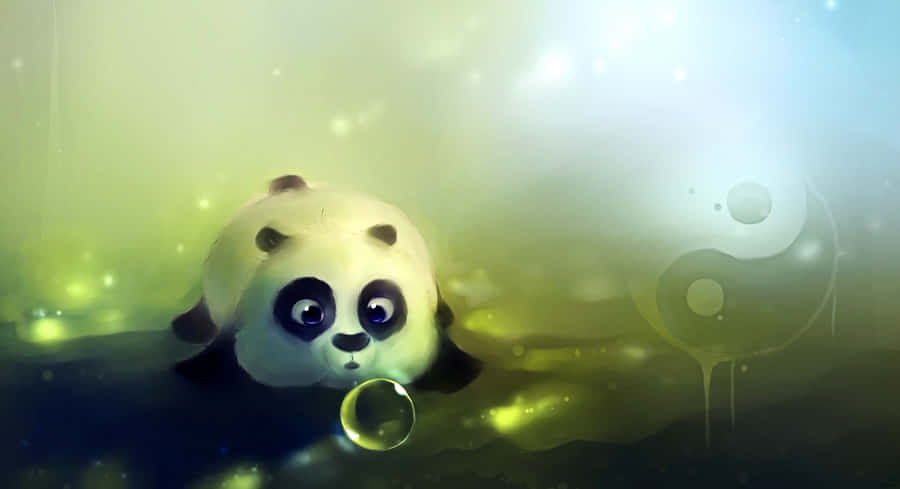 A Cute Animated Forest Creature Enjoying Music On Headphones Wallpaper