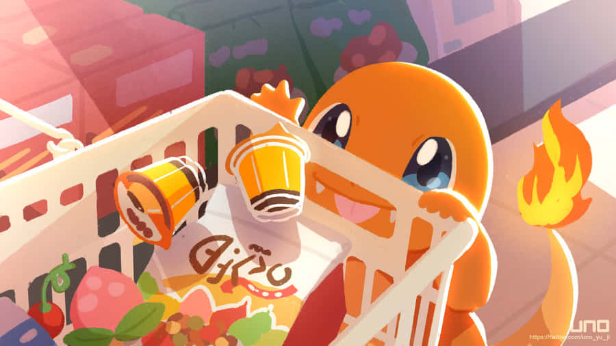 A Cute Charmander Enjoys The Sun Wallpaper