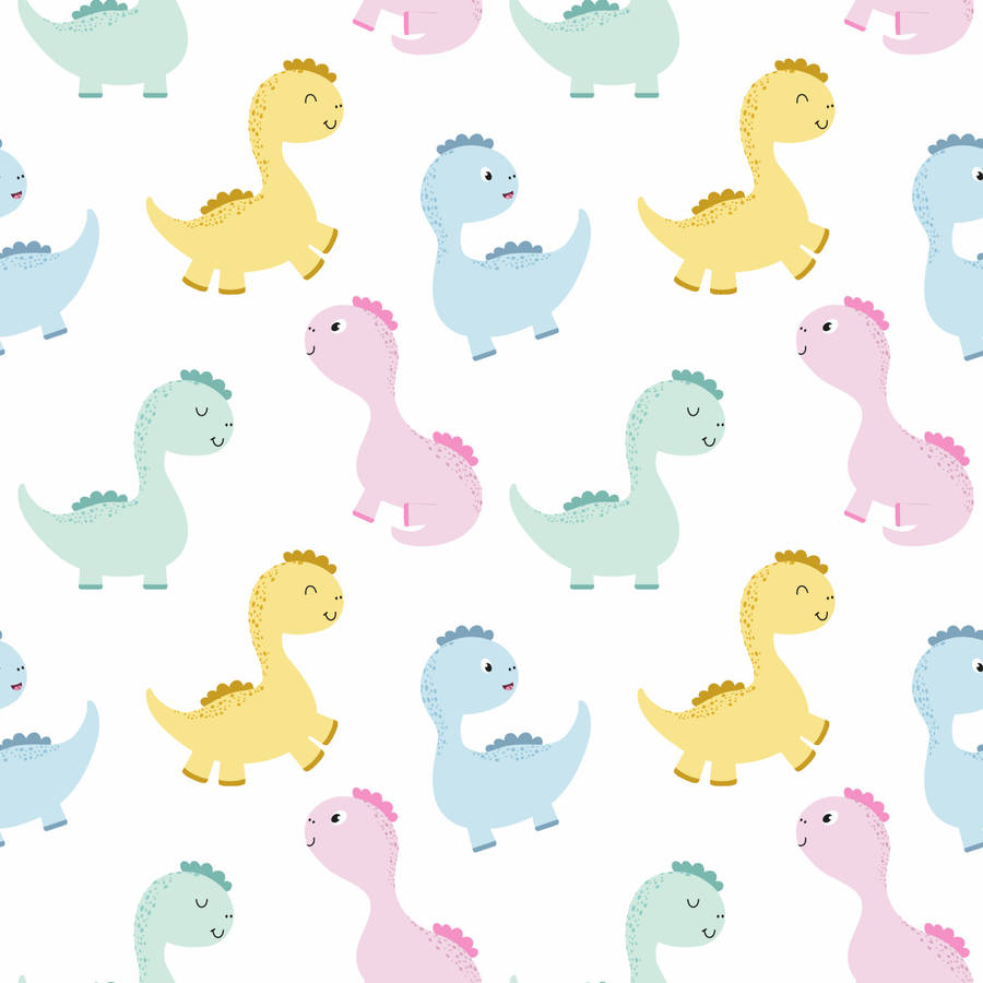 A Cute Dinosaur Pattern With The Sparking Background Wallpaper