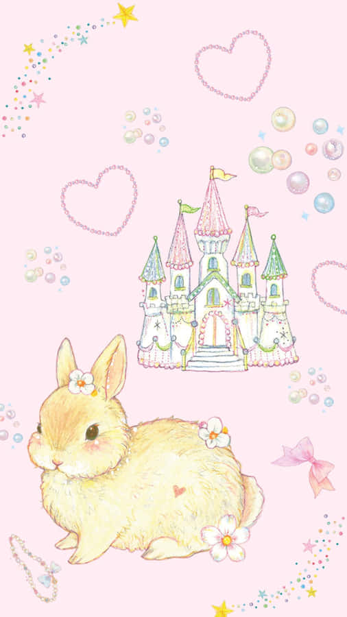 A Cute Kawaii Bunny Smiles And Waves Hello! Wallpaper