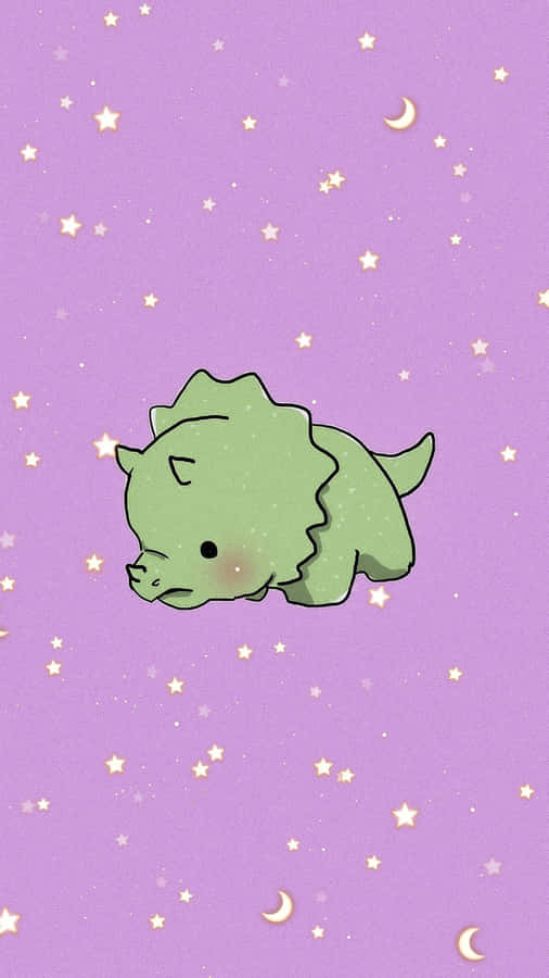 A Cute Little Dinosaur Laying On A Purple Background Wallpaper