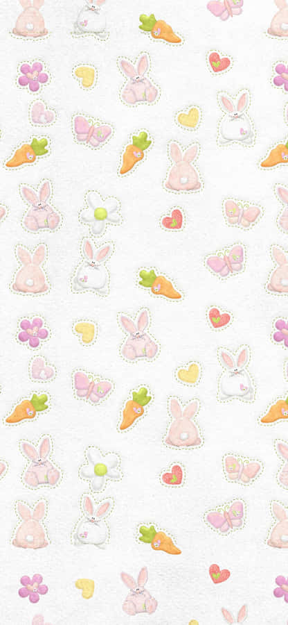 A Cute Pink Bunny Sitting In A Garden Wallpaper