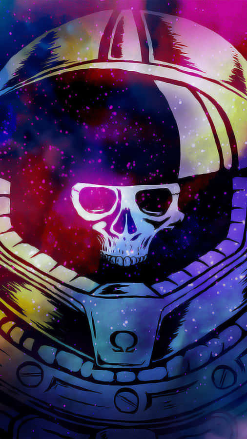 A Dazzling Yet Spooky Galaxy Skull Wallpaper