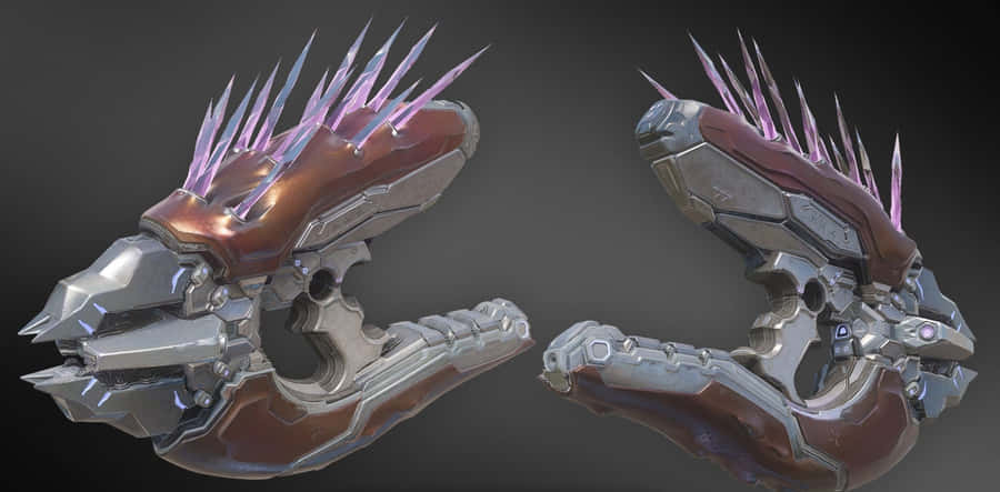 A Deadly Needler Weapon In The Hands Of A Spartan Warrior From The Halo Universe Wallpaper