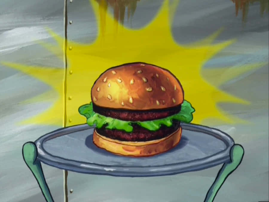 A Delicious Krabby Patty On A Plate Wallpaper