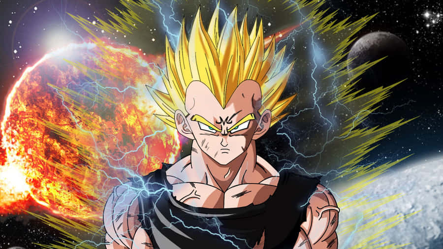 A Dragon Ball Z Wallpaper With A Lightning Bolt Wallpaper