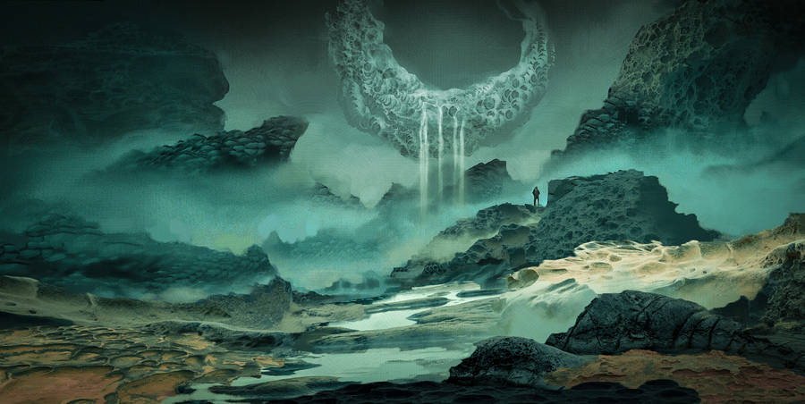 A Fantastic Fairytale Moonlit Landscape Wallpaper