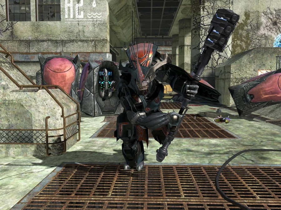 A Fierce Battle Scene Featuring Halo Brutes Wallpaper