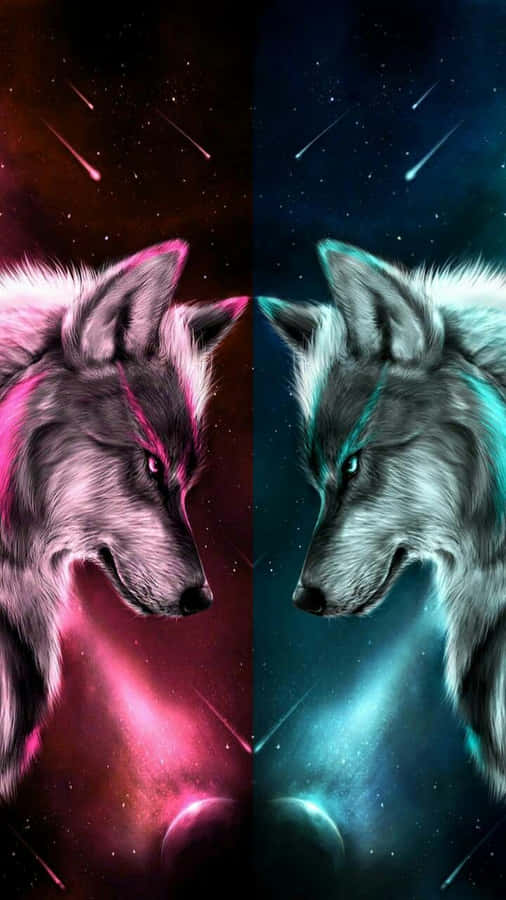 A Fire And Ice Wolf Ruling The Night Wallpaper