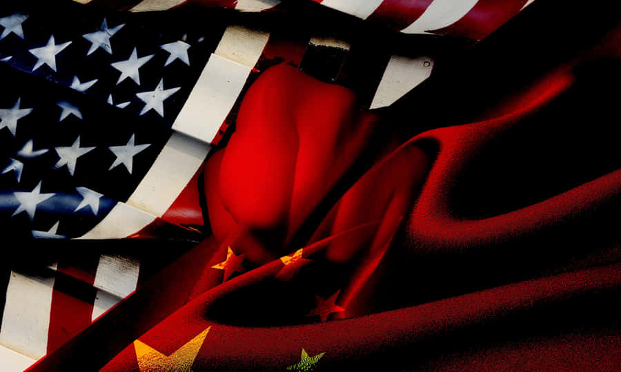 A Flag With The American And Chinese Flags Wallpaper