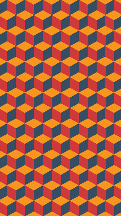 A Geometric Pattern With Orange And Blue Squares Wallpaper