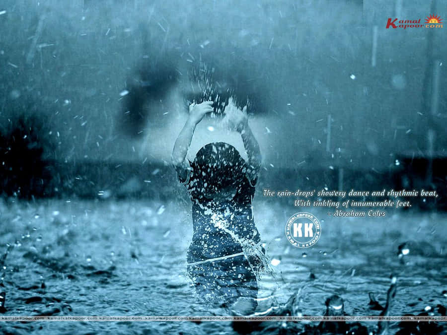 A Girl Is Standing In The Rain With A Quote Wallpaper