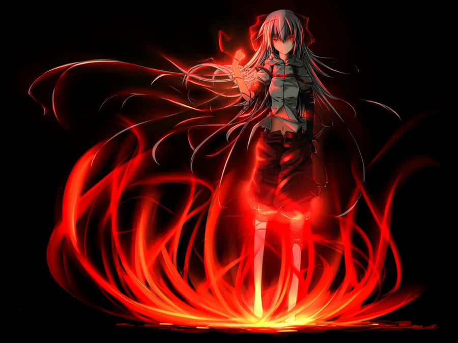 A Girl With Long Hair Standing In Front Of Fire Wallpaper